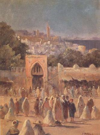 Eugene Delahogue Place du marche a Tanger (mk32) oil painting image